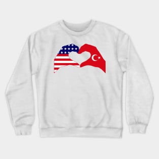 We Heart USA & Turkey Patriot Flag Series Crewneck Sweatshirt